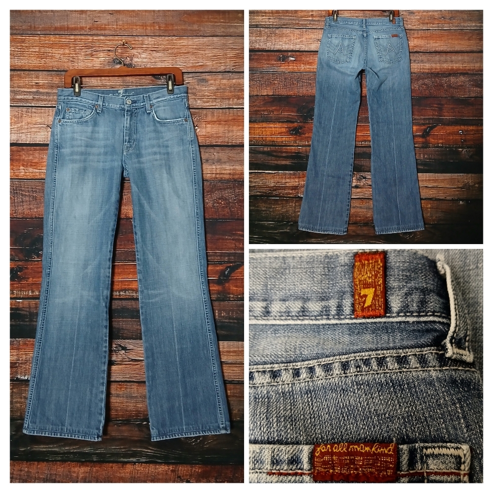 7 For All Mankind Jeans 30 Vintage Boot Cut Mid Rise Denim 100% Cotton USA Made